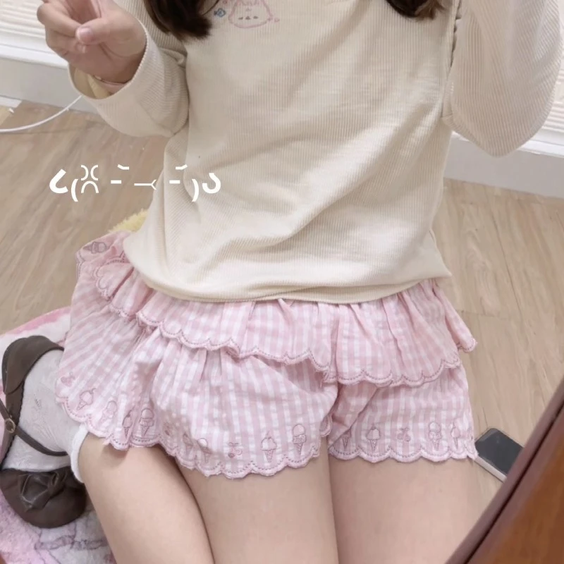 2025 Faldas Mujer De Moda Japanese Summer Skirt Women High Waist Jupe Kawaii Embroidery Fashion Plaid Mini Y2k Pink Cute Skirts