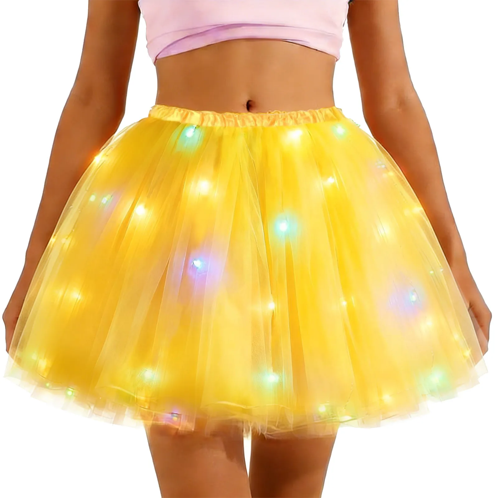Adult Light Up Tutu Skirt LED Party Tulle Tutus Sparkly Ballet Dress Glow Costume Skirts For Women Wedding Birthday Rave Party