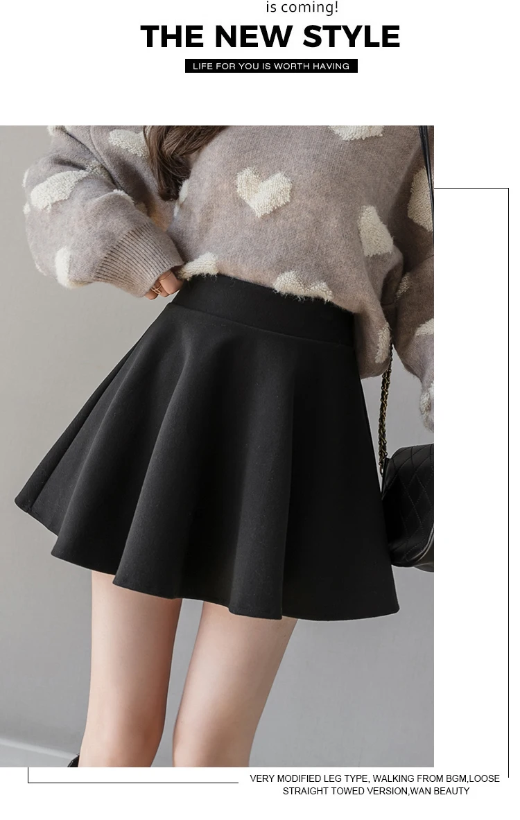 Jielur PU Pleated Skirt Autumn Women Solid Color Leather Winter Skirts Womens Slim High Waist Saia Faldas Chic Zipper Mini Skirt