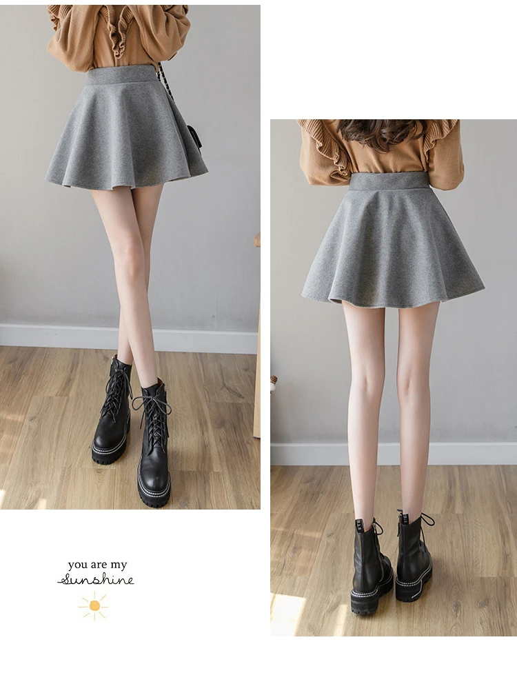 Jielur PU Pleated Skirt Autumn Women Solid Color Leather Winter Skirts Womens Slim High Waist Saia Faldas Chic Zipper Mini Skirt
