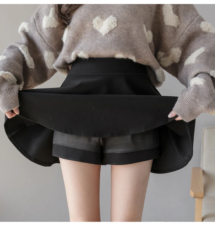 Jielur PU Pleated Skirt Autumn Women Solid Color Leather Winter Skirts Womens Slim High Waist Saia Faldas Chic Zipper Mini Skirt