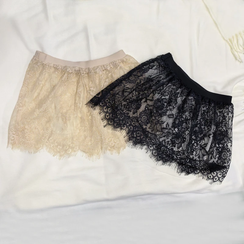 N2025Miniskirt Sexy Transparent Lace Mesh Skirt Shirt Extender Women Summer Mini Black White Short Micro Skirt Ladies Underskirt