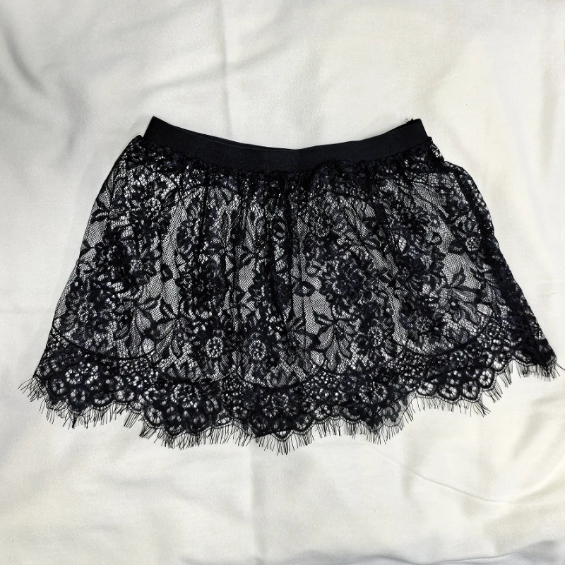 N2025Miniskirt Sexy Transparent Lace Mesh Skirt Shirt Extender Women Summer Mini Black White Short Micro Skirt Ladies Underskirt