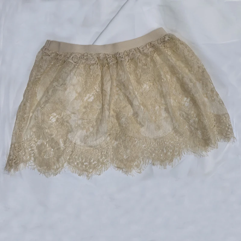 N2025Miniskirt Sexy Transparent Lace Mesh Skirt Shirt Extender Women Summer Mini Black White Short Micro Skirt Ladies Underskirt