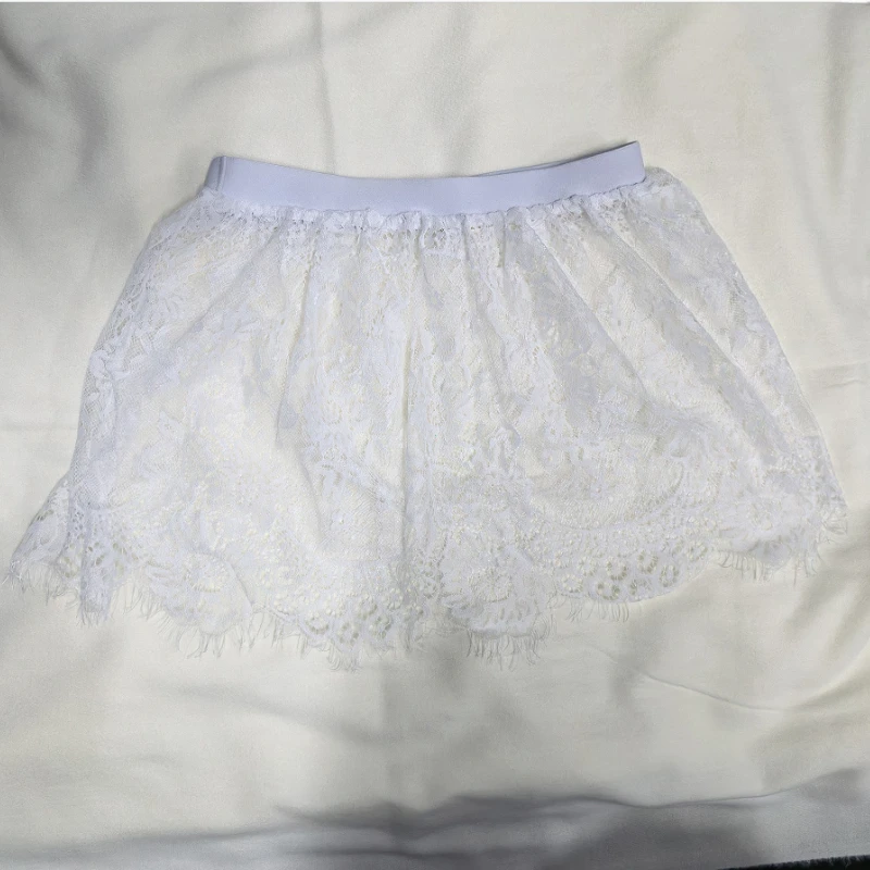 N2025Miniskirt Sexy Transparent Lace Mesh Skirt Shirt Extender Women Summer Mini Black White Short Micro Skirt Ladies Underskirt