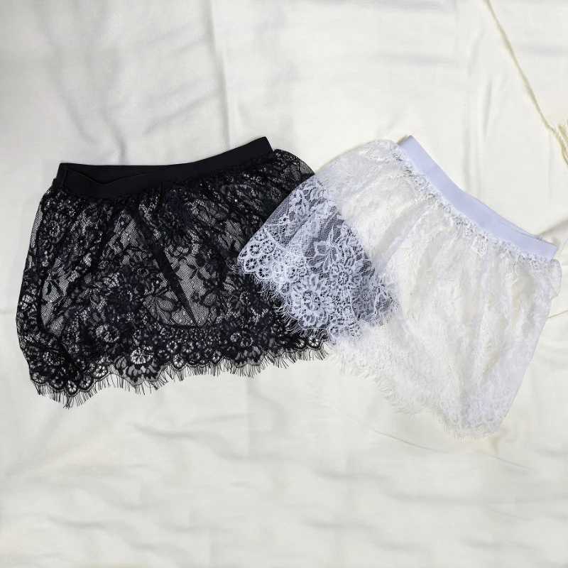 N2025Miniskirt Sexy Transparent Lace Mesh Skirt Shirt Extender Women Summer Mini Black White Short Micro Skirt Ladies Underskirt