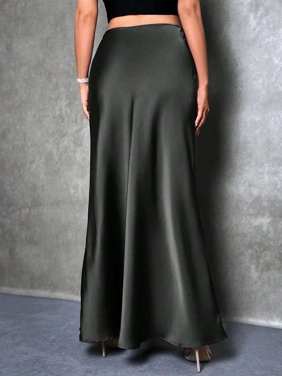 Satin Skirt Woman High Waist Elegant Long Skirts For Women Fashion Summer Midi Office Lady Pencil Cocktail Party Wedding Skirt
