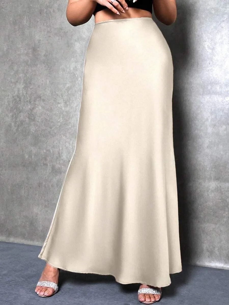 Satin Skirt Woman High Waist Elegant Long Skirts For Women Fashion Summer Midi Office Lady Pencil Cocktail Party Wedding Skirt