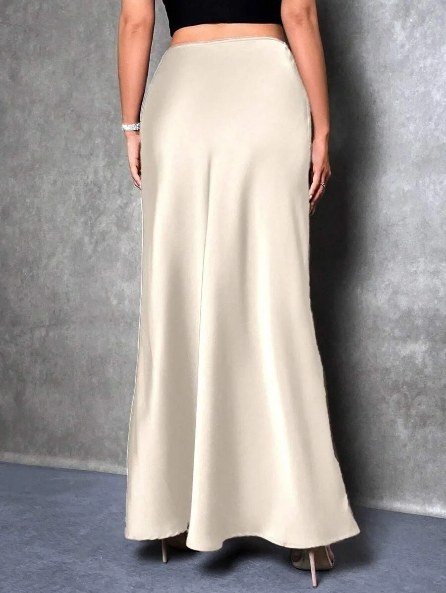 Satin Skirt Woman High Waist Elegant Long Skirts For Women Fashion Summer Midi Office Lady Pencil Cocktail Party Wedding Skirt