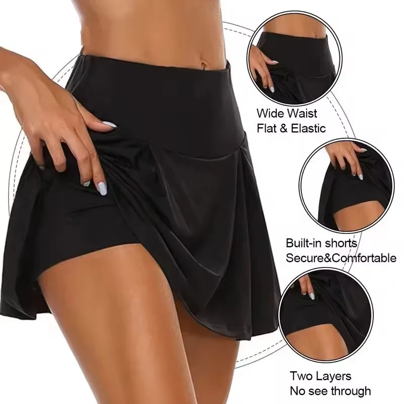Tennis Skirt with Built-in Shorts Women Summer Mini Skirt Stretch Flowy Golf Skirt Teengirl Balletcore Gym Sporty Outfit