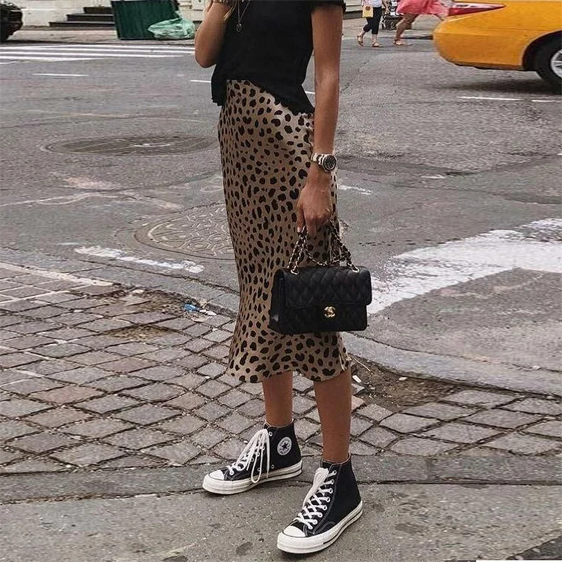 Lamuusaa Satin Skirt Women Summer Clothes Solid Color High Waist Bodycon Midi Skirts Elegant Evening Party Skirts Streetwear