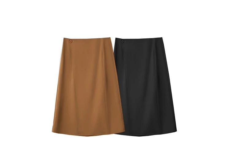 AMII Minimalism Women Skirts 2024 Autumn New Asymmetric Lap Piece A-line Solid Trendy Commuter Mid-Calf Skirt For Lady 12421040