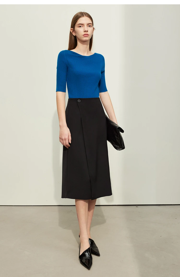 AMII Minimalism Women Skirts 2024 Autumn New Asymmetric Lap Piece A-line Solid Trendy Commuter Mid-Calf Skirt For Lady 12421040