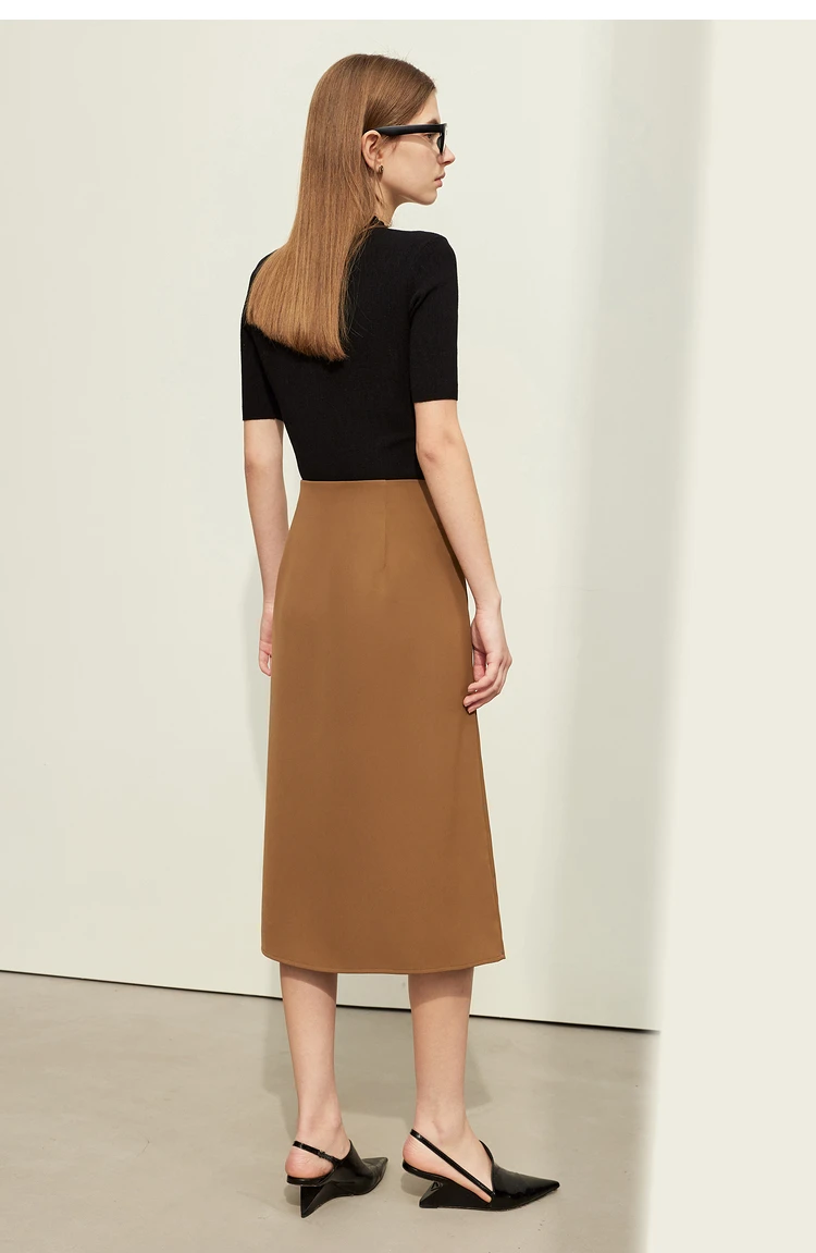 AMII Minimalism Women Skirts 2024 Autumn New Asymmetric Lap Piece A-line Solid Trendy Commuter Mid-Calf Skirt For Lady 12421040