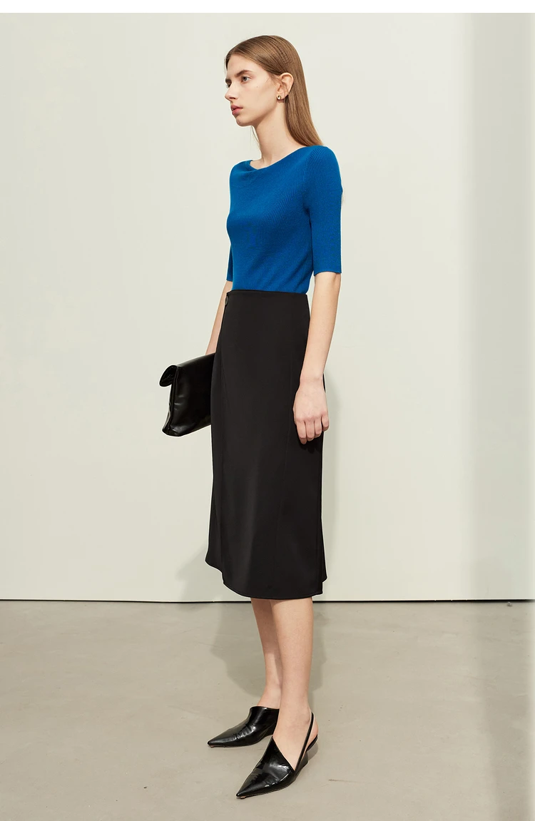 AMII Minimalism Women Skirts 2024 Autumn New Asymmetric Lap Piece A-line Solid Trendy Commuter Mid-Calf Skirt For Lady 12421040
