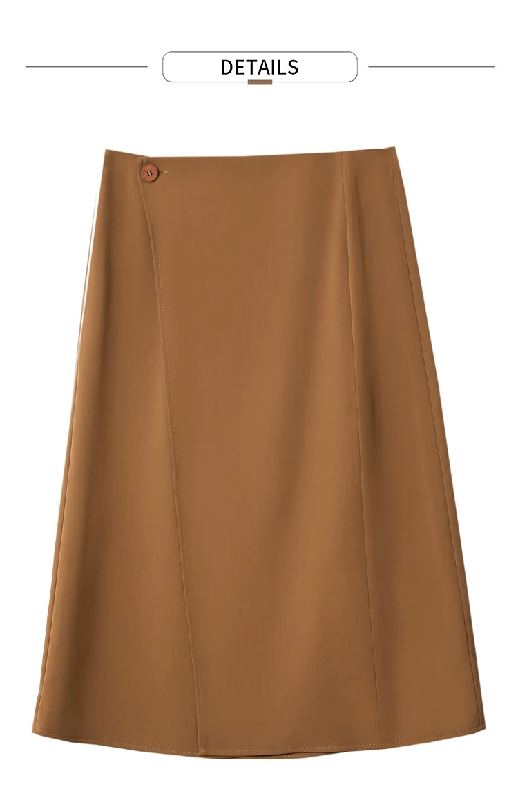 AMII Minimalism Women Skirts 2024 Autumn New Asymmetric Lap Piece A-line Solid Trendy Commuter Mid-Calf Skirt For Lady 12421040