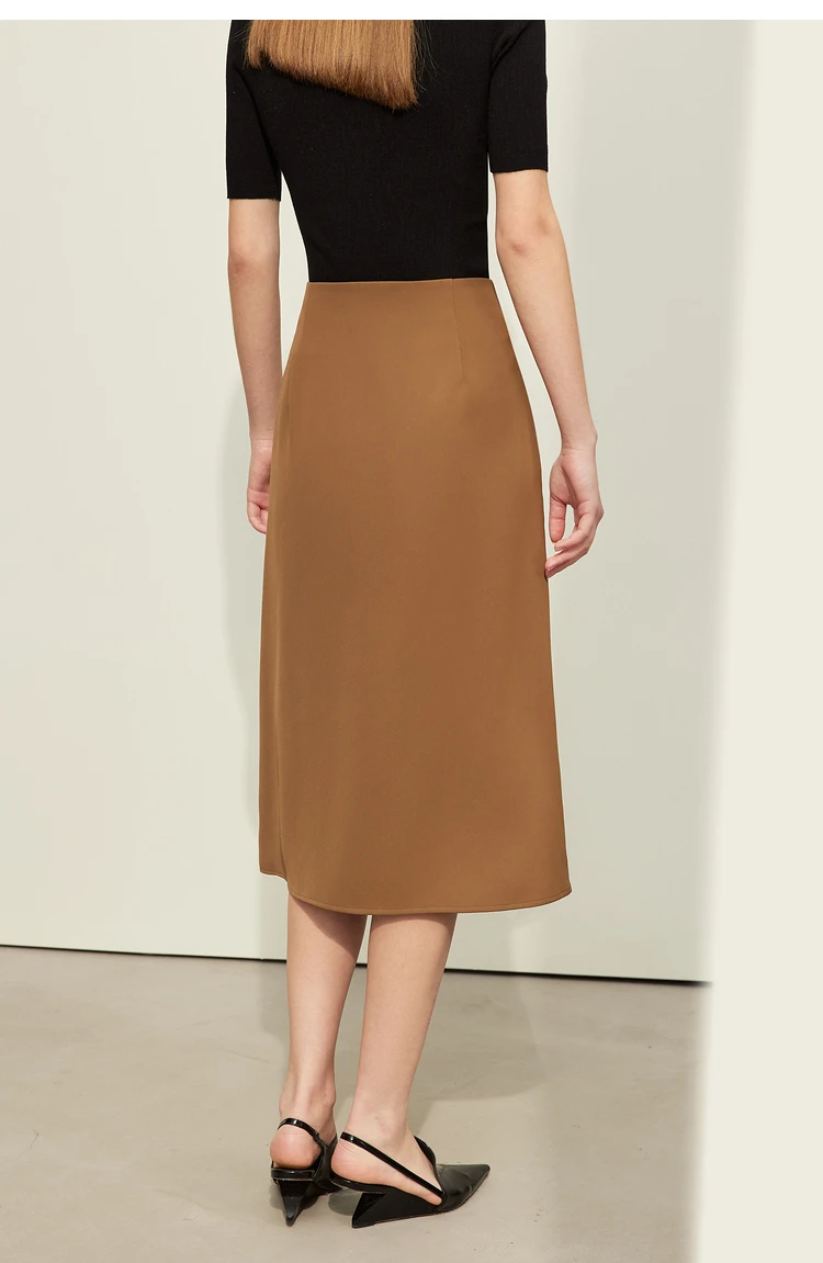 AMII Minimalism Women Skirts 2024 Autumn New Asymmetric Lap Piece A-line Solid Trendy Commuter Mid-Calf Skirt For Lady 12421040