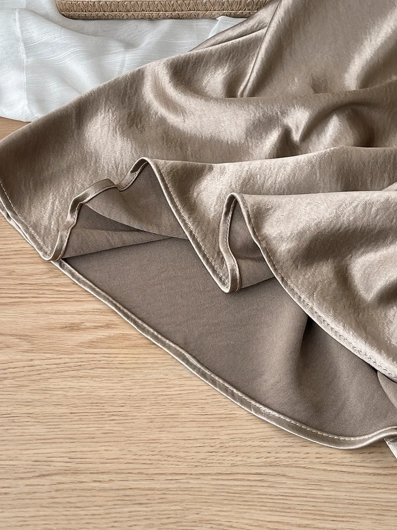 12 Colors New In 2026 Women Spring Autumn Elegant Fashion Satin Long Skirts Female Trendy Solid Color High Waist Faldas