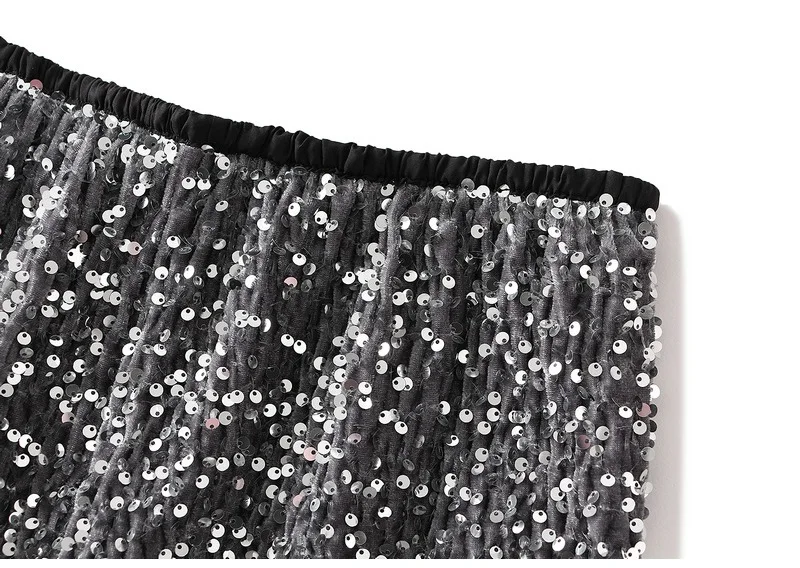 High Waisted Sequin Maxi Skirt Women Elegant Shiny Straight Skirts With Slit Summer Spring Black Long Sequin Skirt For Women