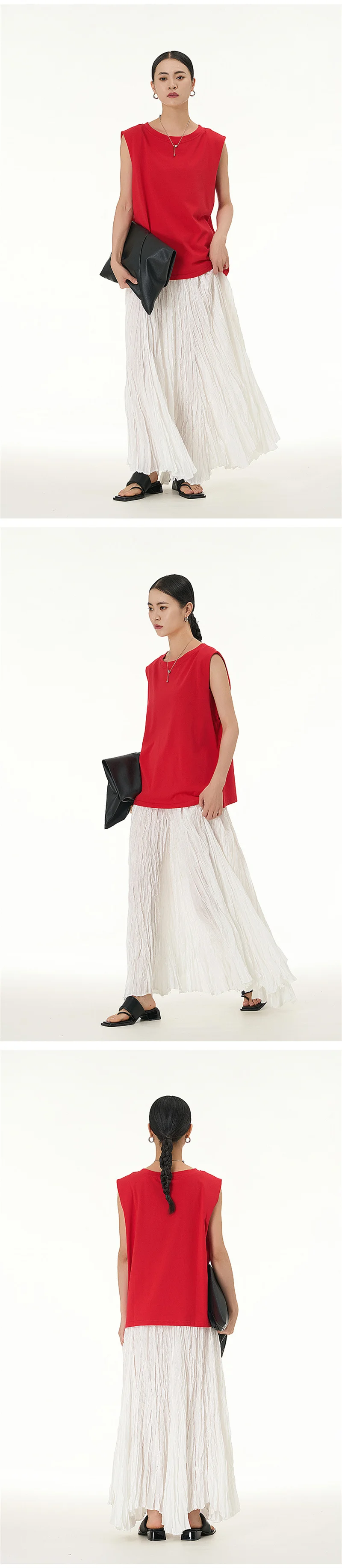 Elegant Drape Crumpled Skirts Women Summer Elastic Waist Big-Hem Long Skirts Large Size Loose Umbrella Skirts Female Streetwear