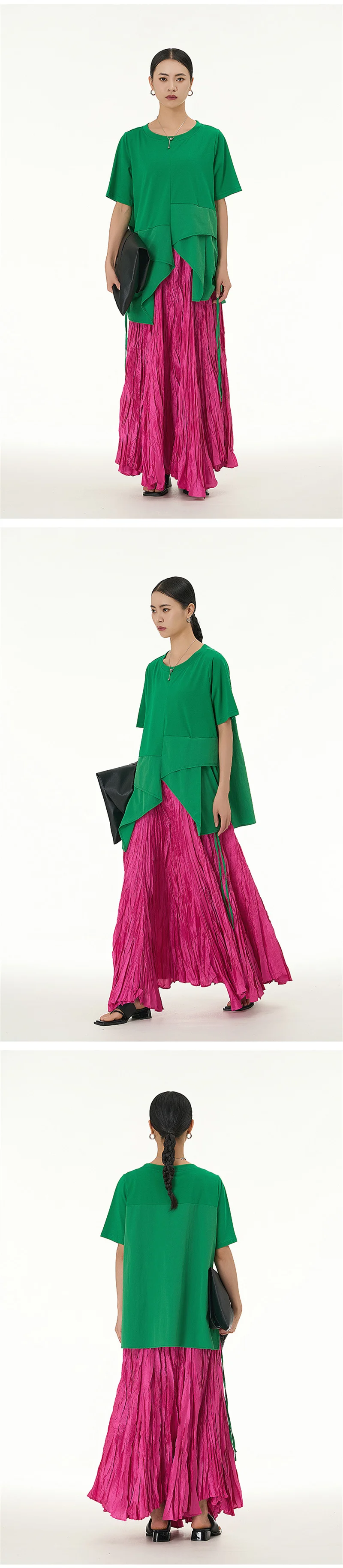 Elegant Drape Crumpled Skirts Women Summer Elastic Waist Big-Hem Long Skirts Large Size Loose Umbrella Skirts Female Streetwear