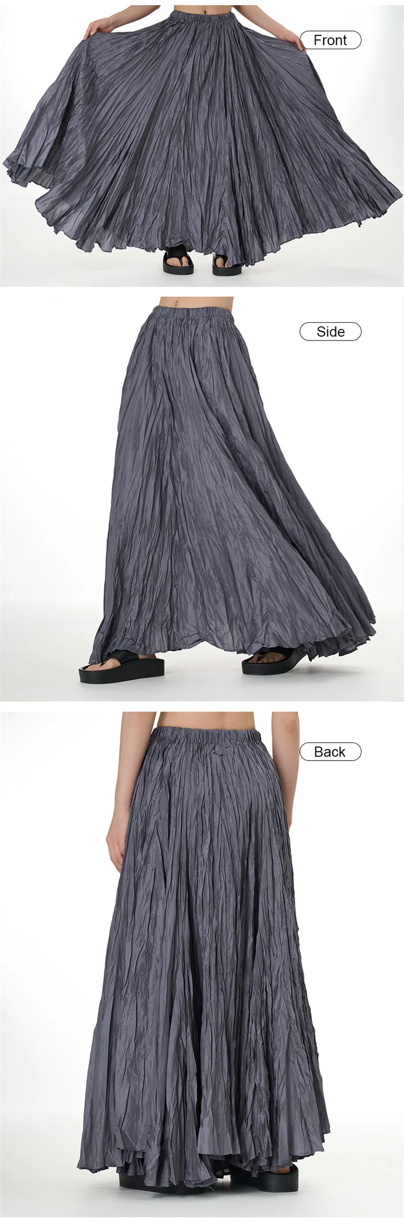 Elegant Drape Crumpled Skirts Women Summer Elastic Waist Big-Hem Long Skirts Large Size Loose Umbrella Skirts Female Streetwear