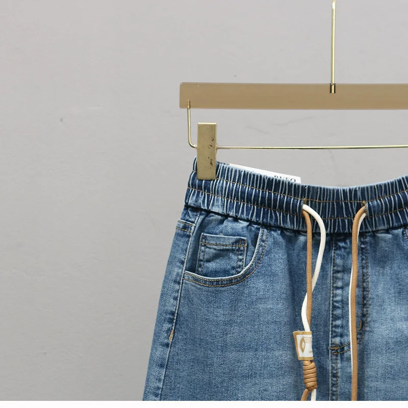Korean Lady Large Size 5XL Denim Maxi Skirt Spring Summer Women Lace Up Jeans Long Skirts Femme In Half Body Cowboy A-line Skirt
