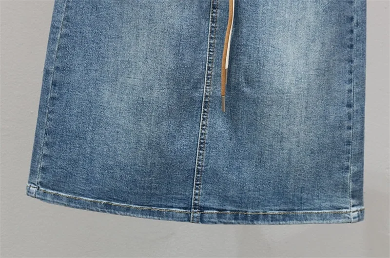 Korean Lady Large Size 5XL Denim Maxi Skirt Spring Summer Women Lace Up Jeans Long Skirts Femme In Half Body Cowboy A-line Skirt
