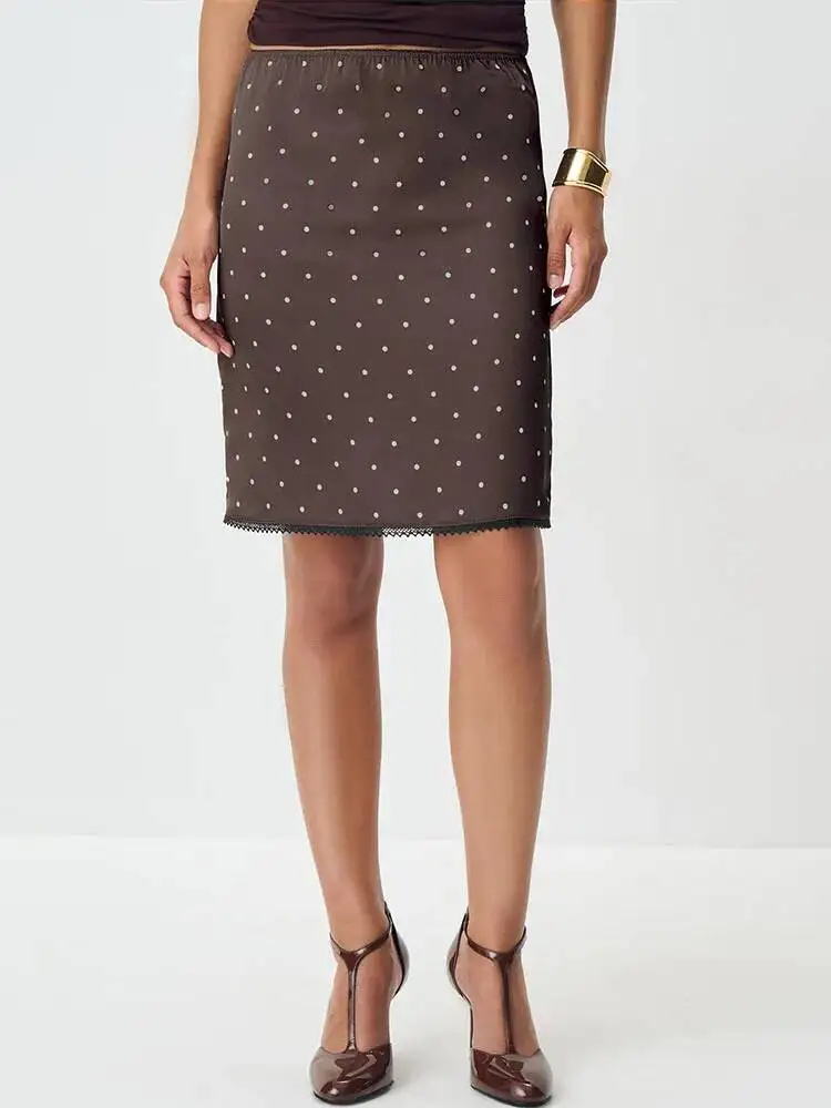 Fantoye Patchwork Print Polka Dot Lace Women Skirt White High Waist Casual Y2k Skirt Female Autumn Slim Elegant Streetwear 2026