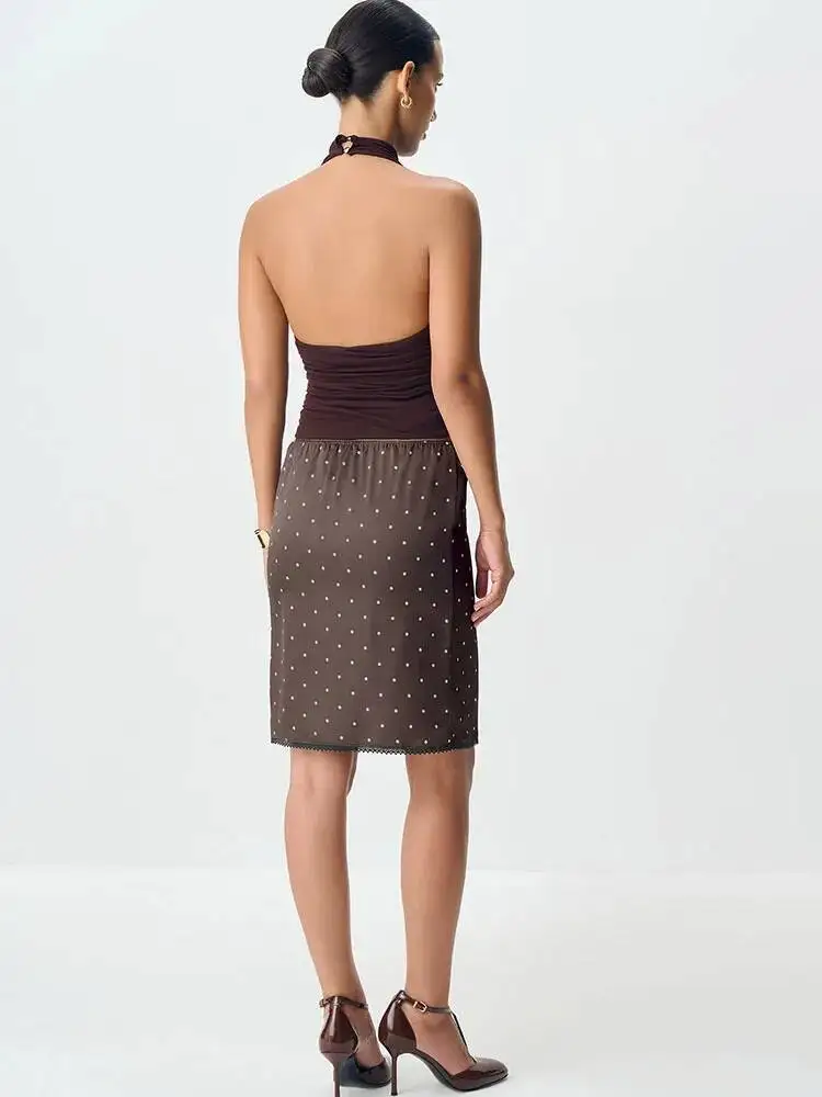 Fantoye Patchwork Print Polka Dot Lace Women Skirt White High Waist Casual Y2k Skirt Female Autumn Slim Elegant Streetwear 2026