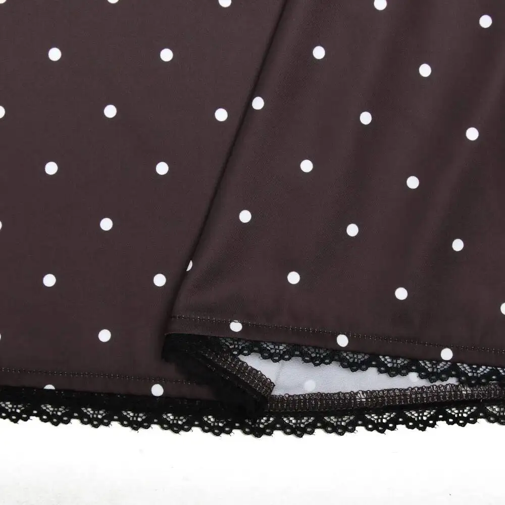 Fantoye Patchwork Print Polka Dot Lace Women Skirt White High Waist Casual Y2k Skirt Female Autumn Slim Elegant Streetwear 2026
