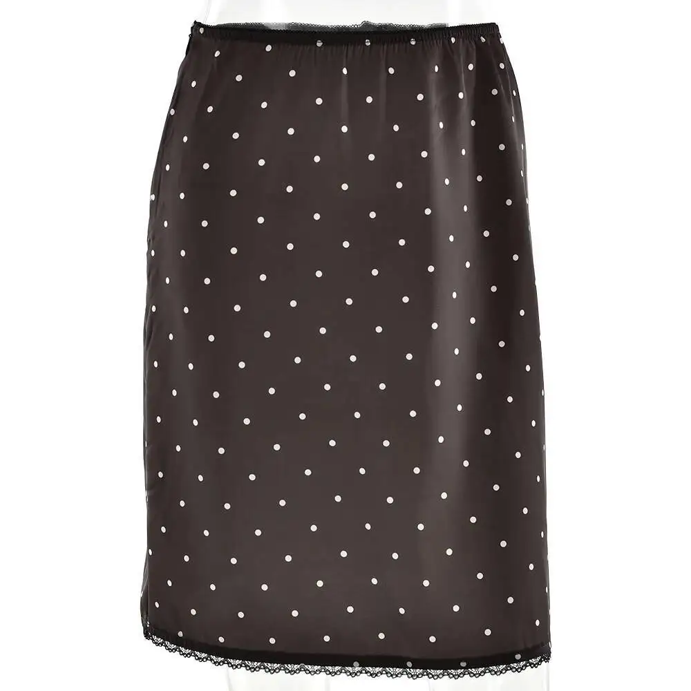 Fantoye Patchwork Print Polka Dot Lace Women Skirt White High Waist Casual Y2k Skirt Female Autumn Slim Elegant Streetwear 2026