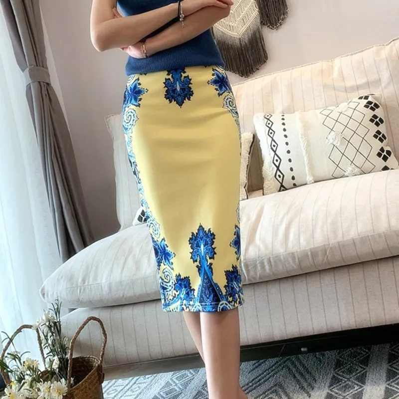 On Sale Spring Summer Women Y2K High Waist Midi Pencil Chiffon Skirts Slim Bodycon Vintage Hip Raise Korean Fashion Clothes
