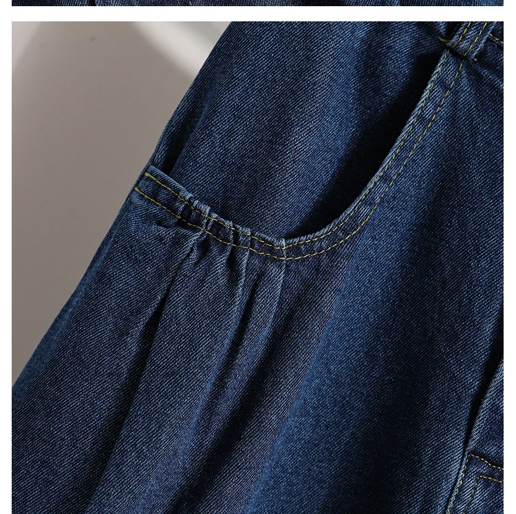 High Waist Denim Long Skirt Women New Arrival 2024 Spring Vintage Style Solid Color Loose Ladies Elegant A-line Skirts B3323