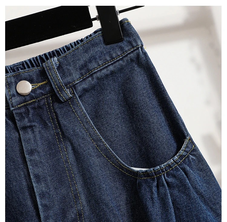 High Waist Denim Long Skirt Women New Arrival 2024 Spring Vintage Style Solid Color Loose Ladies Elegant A-line Skirts B3323