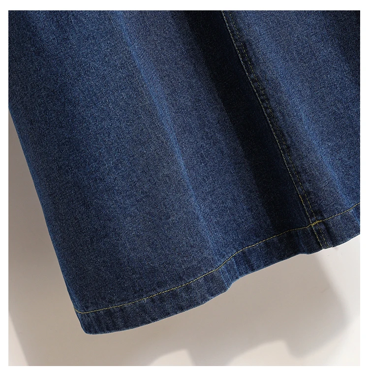 High Waist Denim Long Skirt Women New Arrival 2024 Spring Vintage Style Solid Color Loose Ladies Elegant A-line Skirts B3323