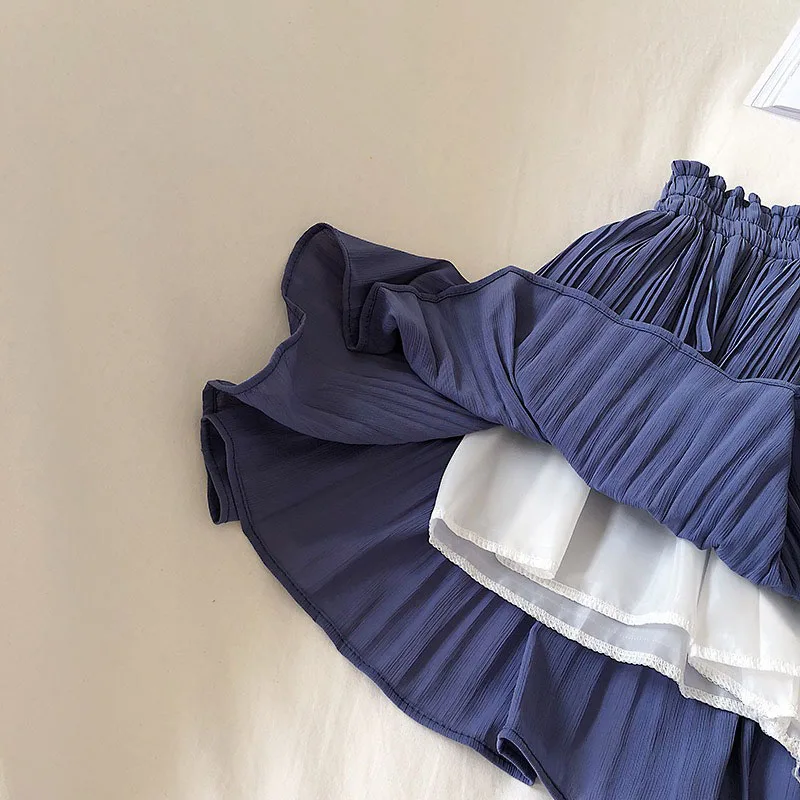 Small Fresh Pure Color Chiffon Short Skirt 2024 Spring and Summer New High-waisted Slimming Pleated Anti-slip Skirt