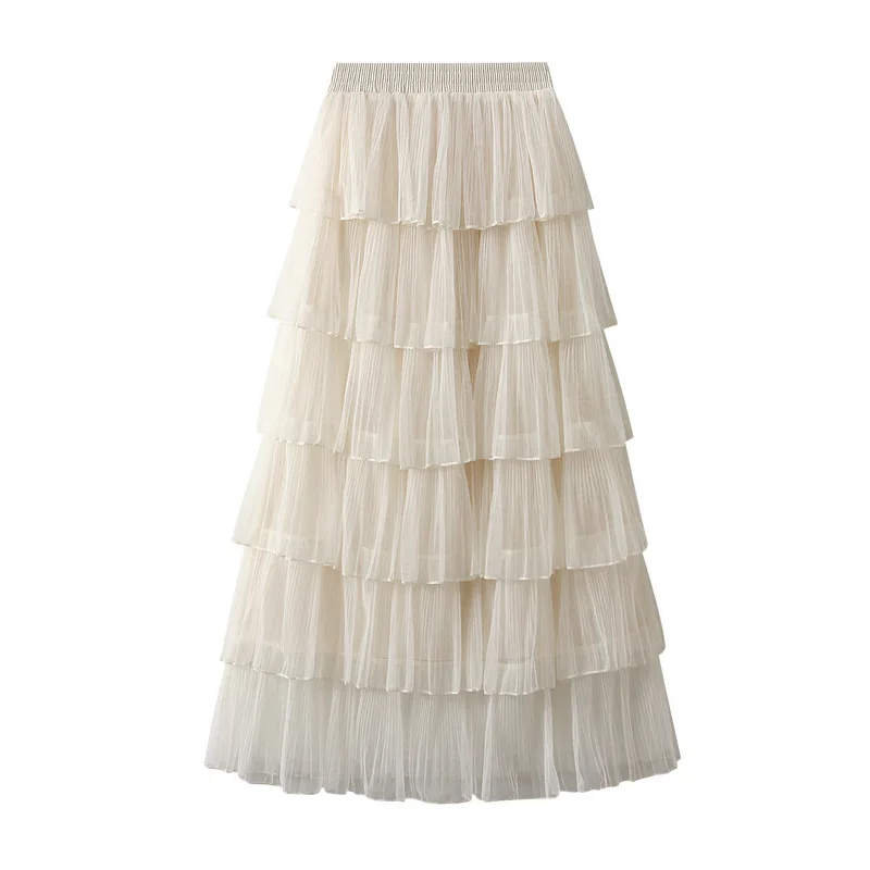 Women's Mid Length Mesh Skirt, Layered Cake Skirt, Fluffy Skirt, Super Fairy, Spring, Korean Version, Purchase Korean Version