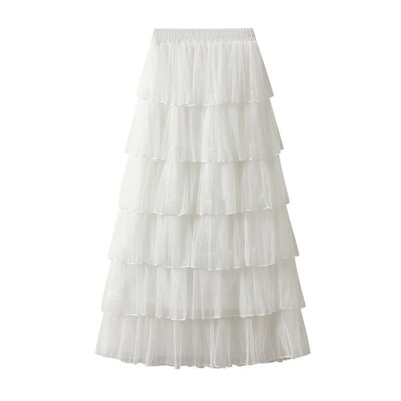 Women's Mid Length Mesh Skirt, Layered Cake Skirt, Fluffy Skirt, Super Fairy, Spring, Korean Version, Purchase Korean Version