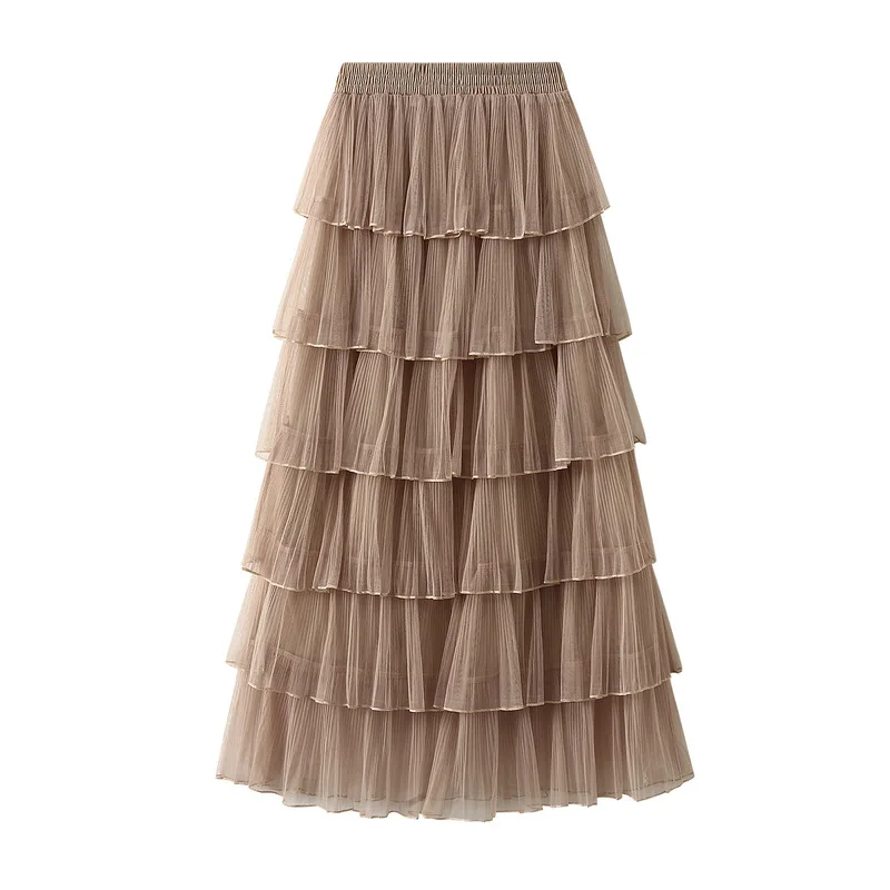 Women's Mid Length Mesh Skirt, Layered Cake Skirt, Fluffy Skirt, Super Fairy, Spring, Korean Version, Purchase Korean Version