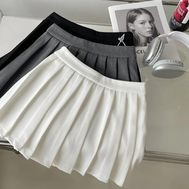 Y2k Mini Skirt Women Harajuku Preppy Black Pleated Skirts Summer Korean Kawaii Fashion High Waist White A Line Tennis Faldas New