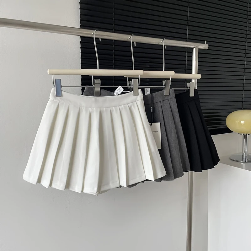Y2k Mini Skirt Women Harajuku Preppy Black Pleated Skirts Summer Korean Kawaii Fashion High Waist White A Line Tennis Faldas New