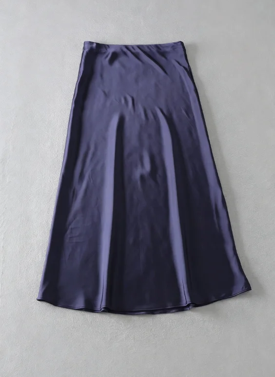 French Vintage Women's Satin Skirt Elegant Luxury New Fashion Slim Fit Office Ladies Mermaid Skirts Casual A-Line Long Skirt