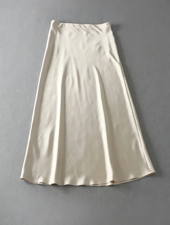 French Vintage Women's Satin Skirt Elegant Luxury New Fashion Slim Fit Office Ladies Mermaid Skirts Casual A-Line Long Skirt