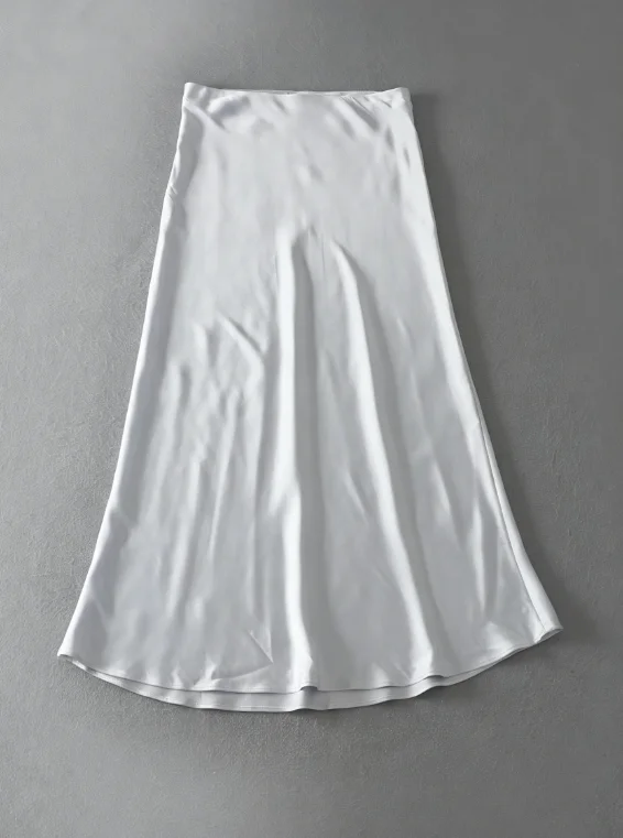 French Vintage Women's Satin Skirt Elegant Luxury New Fashion Slim Fit Office Ladies Mermaid Skirts Casual A-Line Long Skirt