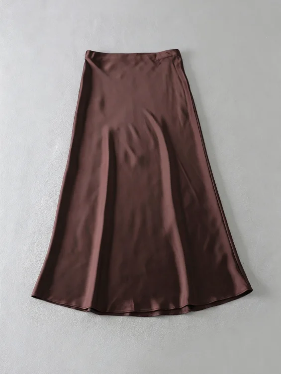 French Vintage Women's Satin Skirt Elegant Luxury New Fashion Slim Fit Office Ladies Mermaid Skirts Casual A-Line Long Skirt
