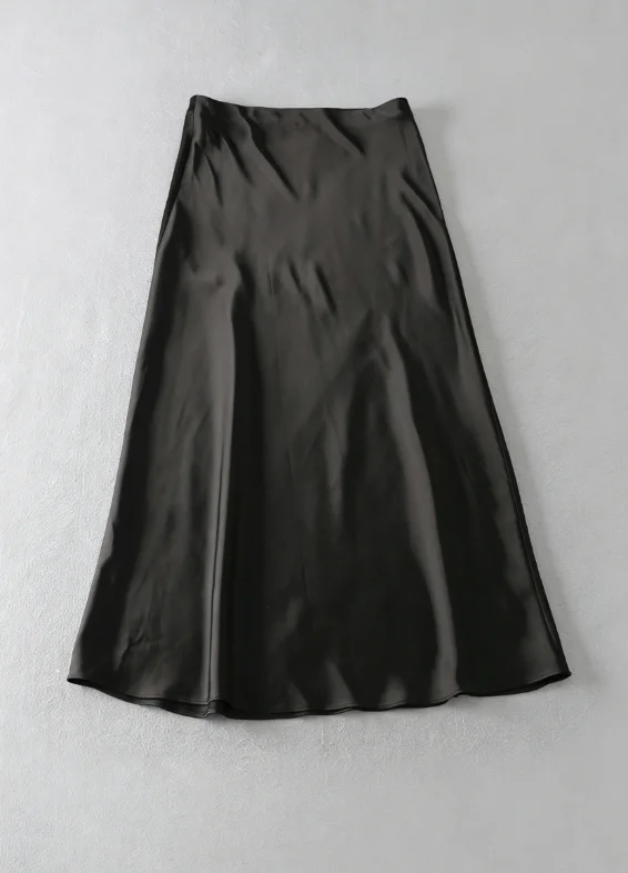 French Vintage Women's Satin Skirt Elegant Luxury New Fashion Slim Fit Office Ladies Mermaid Skirts Casual A-Line Long Skirt