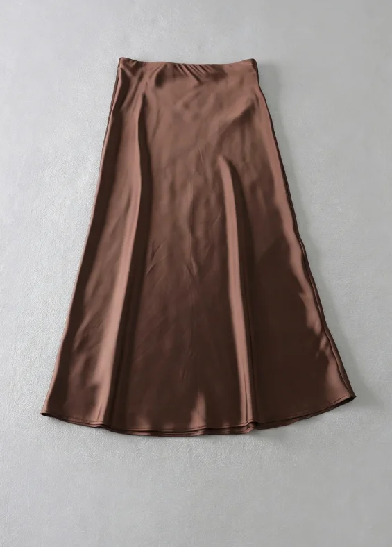 French Vintage Women's Satin Skirt Elegant Luxury New Fashion Slim Fit Office Ladies Mermaid Skirts Casual A-Line Long Skirt