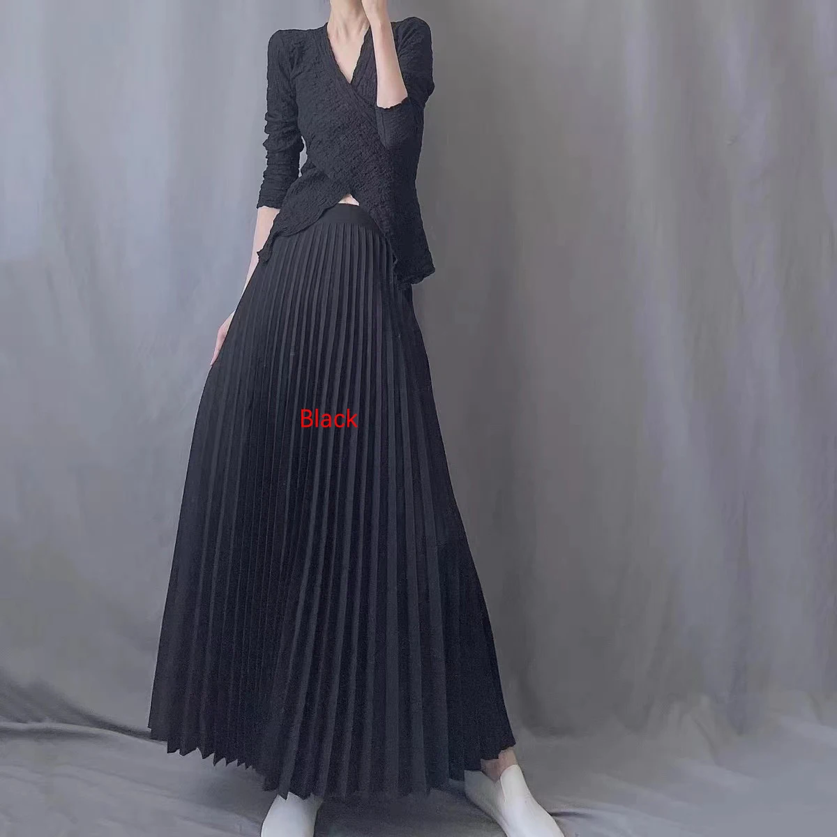 TFETTERS Brand Spring Clothes Women 2026 Autumn Fashion Casual Office Lady Pleated Skirt Women New Hight Waist Solid Long Skirt