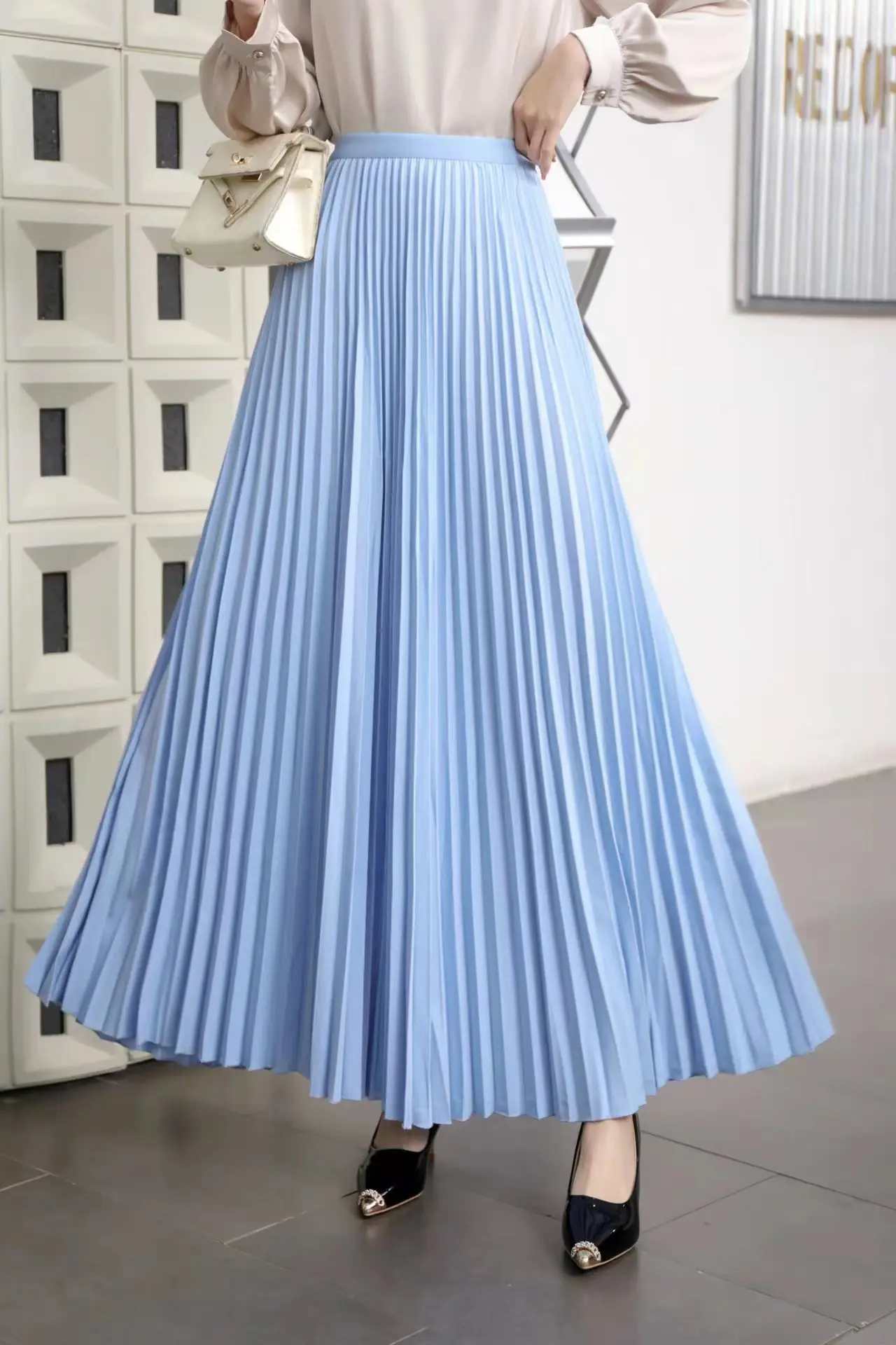 TFETTERS Brand Spring Clothes Women 2026 Autumn Fashion Casual Office Lady Pleated Skirt Women New Hight Waist Solid Long Skirt